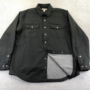 Duluth Trading Hanger Bender Fire Hose Jacket Mens XL Tall Black Canvas Lined